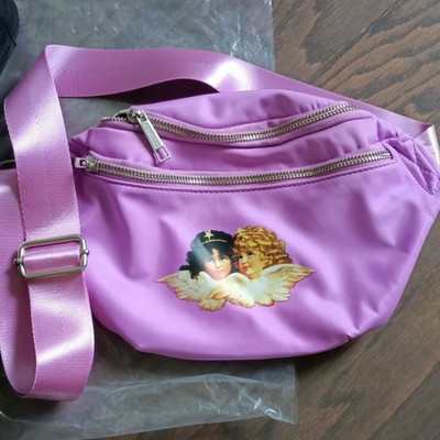Fiorucci Angel Embroidered Black Shoulder and Waist Bag Set