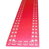 Weihnachts-TischläUfer 180Cm X 30Cm Rot Filz Mit Schneeflocken-BordüRe