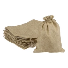 10pcs Burlap Bags with Drawstring, 6x8" Jewelry Pouches for Party Gift, Khaki