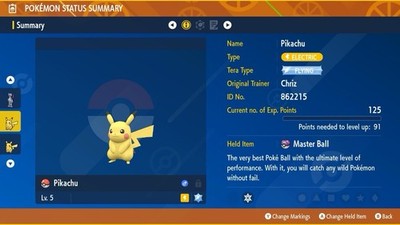 Fliegendes Pikachu Pokémon Scharlachrot und Violett Perfekt IV