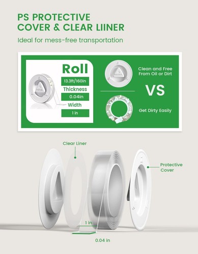 Double Sided Tape Heavy Duty, Extra Large 13.3FT Nano Tape, Transparent Stron... - 第 2/7 張圖片