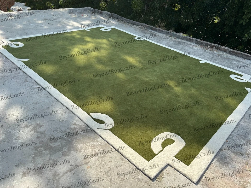 Hand-Tufted Wool Rug 9×12 ft - Nordic Knots Green Design, Handmade Area Rug 8x10 Foto 4 de 4