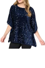 Jingle Belles by KimGravel Women's Sequin Paillette Velvet Poncho Blue