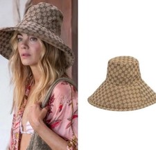 Cappello/cappello sole a tesa larga Gucci GG originale beige con sacchetto antipolvere come in bianco Lotus