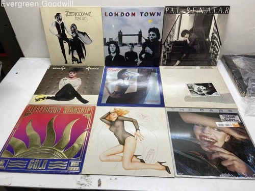 (Lot of 9) Vinyl Records - Fleetwood Mac, Pat Benatar, & The Cars