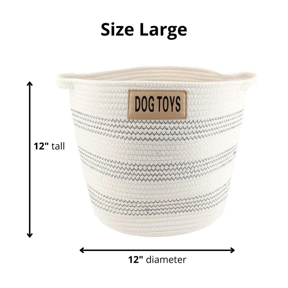 Midlee Dog Toy Rope Cotton Basket (Large)- Storage Bin Pet Items ...