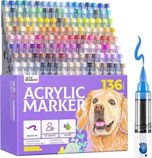 136 Colors Acrylic Paint Markers Brush Tip for Coloring Acrylic Markers Direct