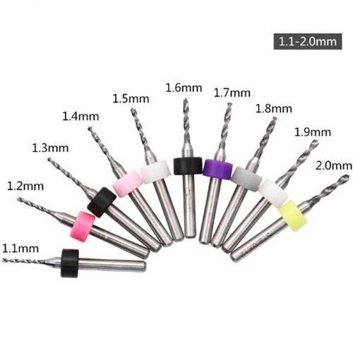 10Pcs 0.1mm-3.0mm PCB CNC Print Circuit Board Carbide Mini Micro Drill Bit Set - Foto 10 di 16