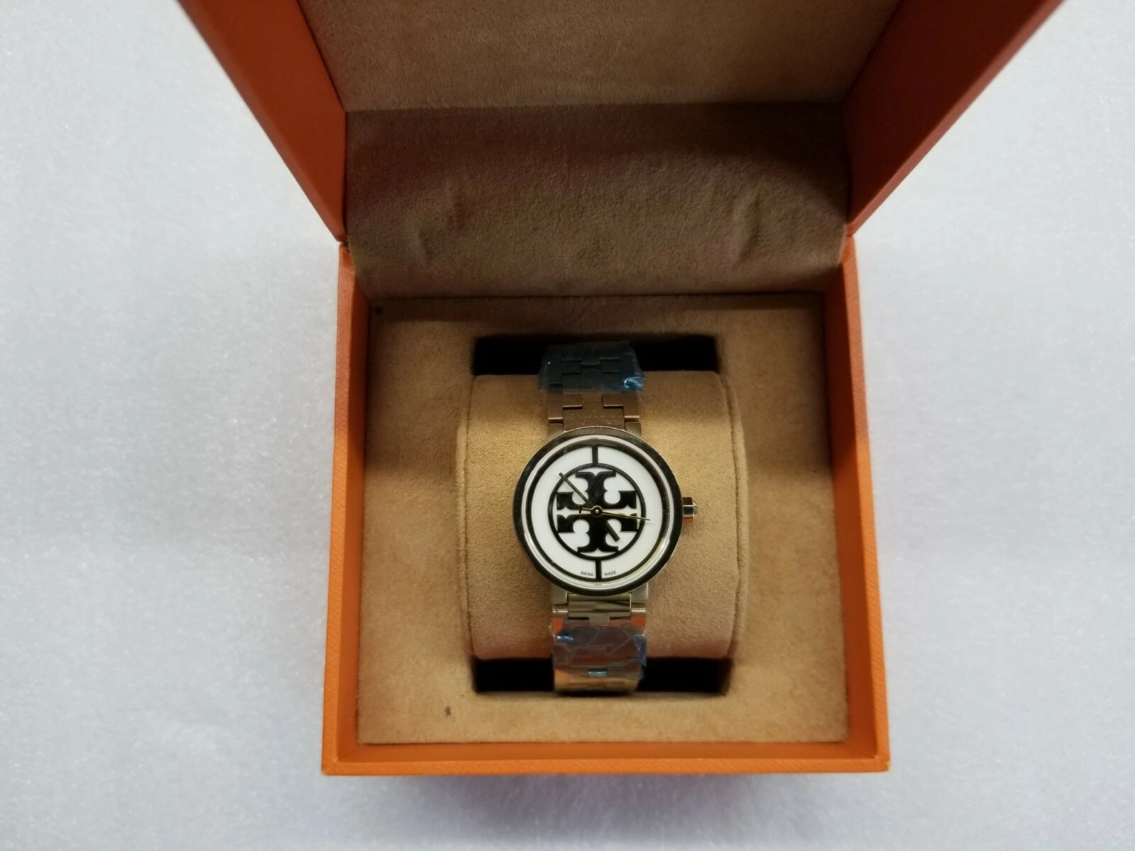 OROLOGIO DA DONNA TORY BURCH REVA QUADRANTE AVORIO ACCIAIO INOX TRB4011 NUOVO