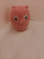 Owl pendant necklace pink enamel on metal with keepsake box