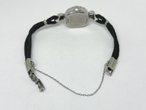Vintage Hamilton Diamond & 14K White Gold With Black Cord Watch 5.75" MSRP $2000 - Picture 4 of 8