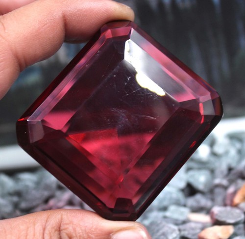 Christmas Offer 100-120 Ct Red Topaz Emerald Shape Certified Gemstone NMJ - Picture 7 of 11