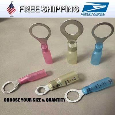 Waterproof Wire Crimp Connectors Heat Shrink Ring Terminals 22-10 AWG 50-500PCS