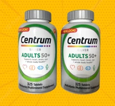 2 Bottles Centrum Silver For Adults 50+ 325 tablets Multivitamin Multimineral