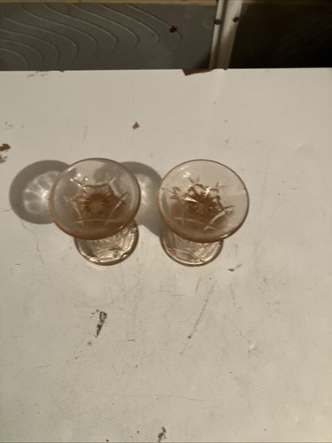 ART DECO PINK GLASS DRESSING TABLE TRAY CANDLESTICKS Vintage glassware - Picture 5 of 9