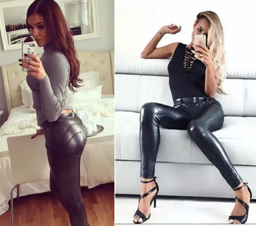 Sexy High Waist Skinny Faux PU Leather Leggings Pants Butt Lift Trousers Ladies - Picture 5 of 31