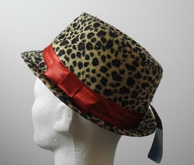 NWT Leopard Cheetah Fedora Hat Brown Black Polyester Unisex  display picture 1