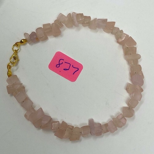 Handmade Anklet Pink Cats Eye Glass Chip Beads Gold Tone 9" Long Ankle Bracelet - Picture 3 of 5