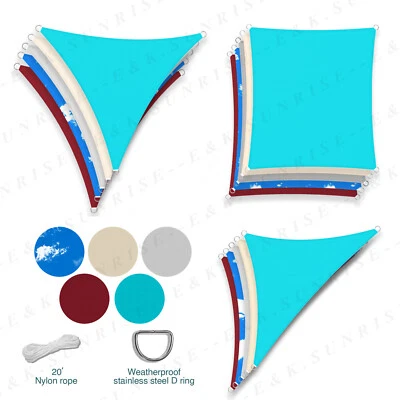 E&K Waterproof Shade Sail Triangle Rectangle Sun Shade Cover for Garden Pool Yard