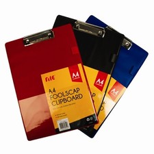 A4 FOOLSCAP CLIPBOARD WITH PEN HOLDER PVC CLIP BOARD BLACK RED NEW
