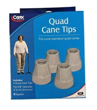 Carex Quad Cane Tips 5/8" Metal Reinforced 4 ct (A705) GREY