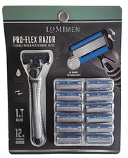 LOMIMEN PRO FLEX Razors 6 Durable Precision Blades w/ 12 Refill Cartridges - NEW