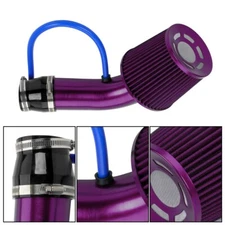 Purple Car Cold Air Intake Filter Induction Kit Pipe Power Flow Hose System 76mm