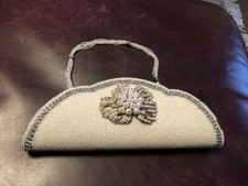 Vintage pearl and bead bridal small purse / handbag