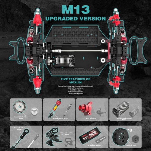 Hosim 1:14 Brushless RC Auto per Adulti MOXLIN Alta Velocità RC Monster Truck 50+MPH - Foto 5 di 9