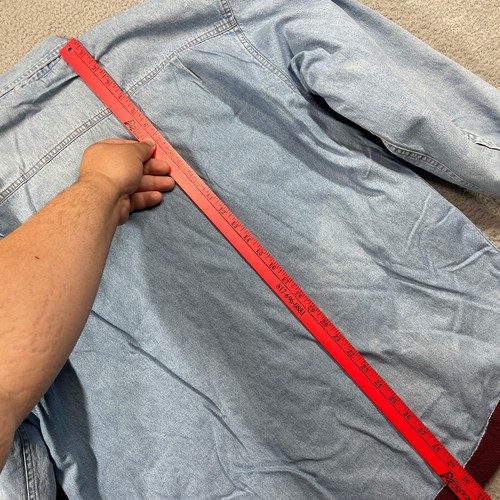 Highland Shirt Men's Large Denim Blue Fleece Lined Long Sleeve Shacket Workwear - Picture 14 of 16