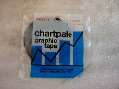 Chartpak Black Graphic Tape 1/16'' x 648'', pn BG6201