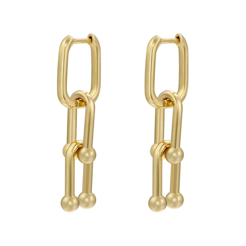 New Gold Geometric Rectangle Earrings Drop Big Square Hoop Dangle