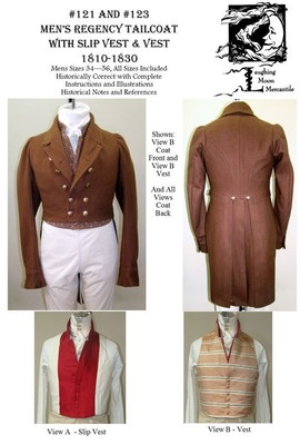 Men/'s Georgian Dress Coat Cutaway Tailcoat 1795-1810 Sewing Pattern #124 Lmm124