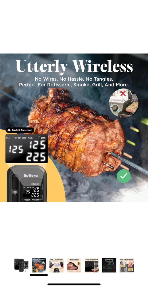 Wireless Meat Thermometer with Digital Meat Probe