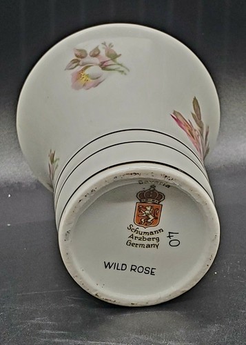 Vintage Schumann Arzberg Wild Rose Gold Trim Small Vase 4" Germany Numbered - Picture 6 of 6