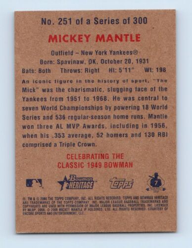 2006 Bowman Heritage #251 Mickey Mantle Near mint or better - Picture 2 of 2