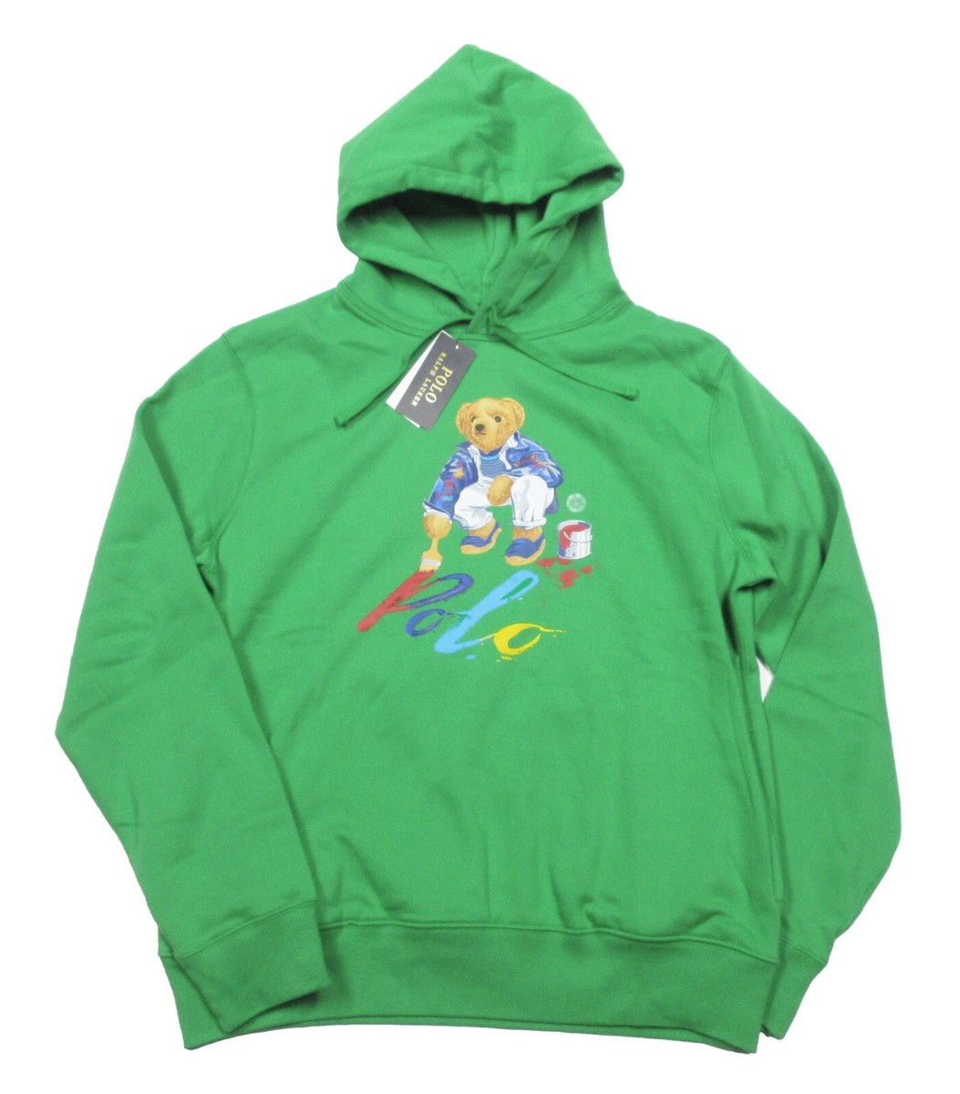 Polo Ralph Lauren Green Paint Splatter Polo Bear Graphic Fleece