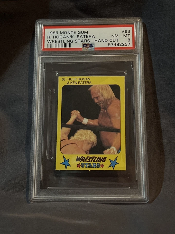 Hulk Hogan Ken Patera PSA 8 1986 Monty Gum Wrestling Stars #63 WWF WWE WCW AWA - Image 2 of 4