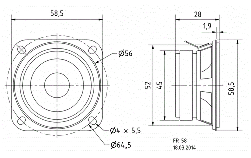 Visaton FR 58-4 Ohm 5,8 Cm 2,3 Zoll Breitbandlautsprecher 12 Watt 070515-0002 - Foto 4 di 5