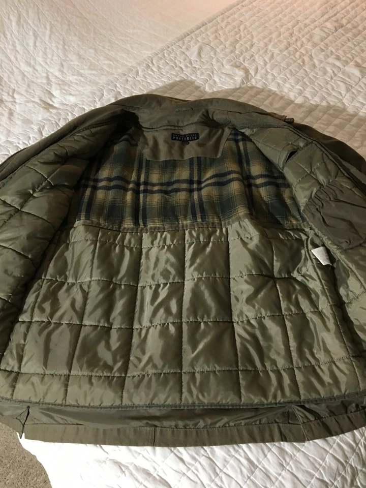 Perry Ellis Para Hombre - Abrigo XL - Verde - Color Salvia Con Ribete De Cuero  Foto 4 de 4