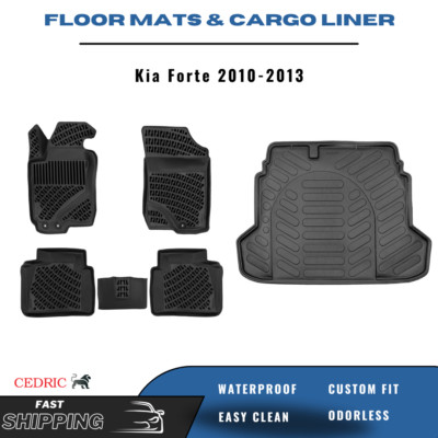 Car Floor Mats & Trunk Cargo Liner for Kia Forte 2010-2013 3D TPE FULL Set