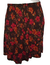 Multicolor Brown Red Floral Short Lightweight A-Line Skirt Size L