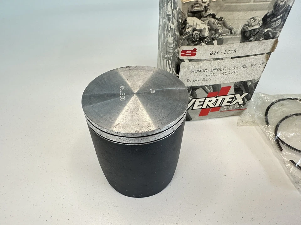 NUEVO 97-01 HONDA CR250R CR 250 VÉRTICE PISTÓN Y ANILLOS KIT 66.350MM DIÁMETRO STD 22581B Foto 4 de 4