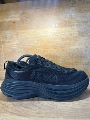 Hoka One One Bondi 8 REFLECTIVE Womens Size 10 Running Shoes Sneakers Black