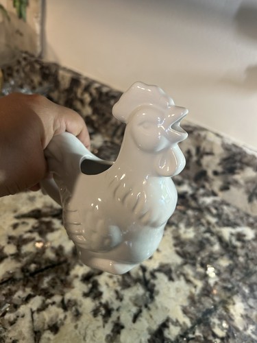 Vintage Home Essentials Weiß Keramik Hahn Milchkännchen/Sirup Krug Mikro/Geschirr sicher - Bild 7 von 9