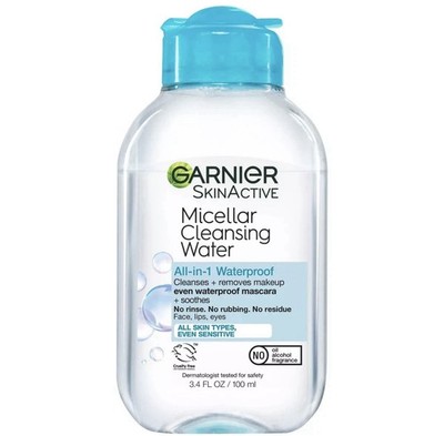 Garnier SkinActive Micellar Cleansing Water, For Waterproof Makeup, 3.4 Fl Oz