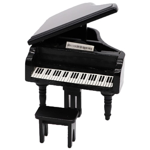 1:12 Dollhouse Miniature Black Wooden Grand Piano with Stool Model Play T.yp - Picture 3 of 12