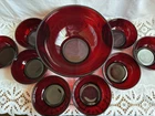 Anchor Hocking 8 Ruby Red Depression Glass Bowls & 1 Serving Bowl