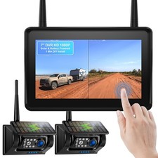 2 Magnetic Solar Wireless Backup Camera 7" IPS Touchscreen Monitor 1 Min DIY ...