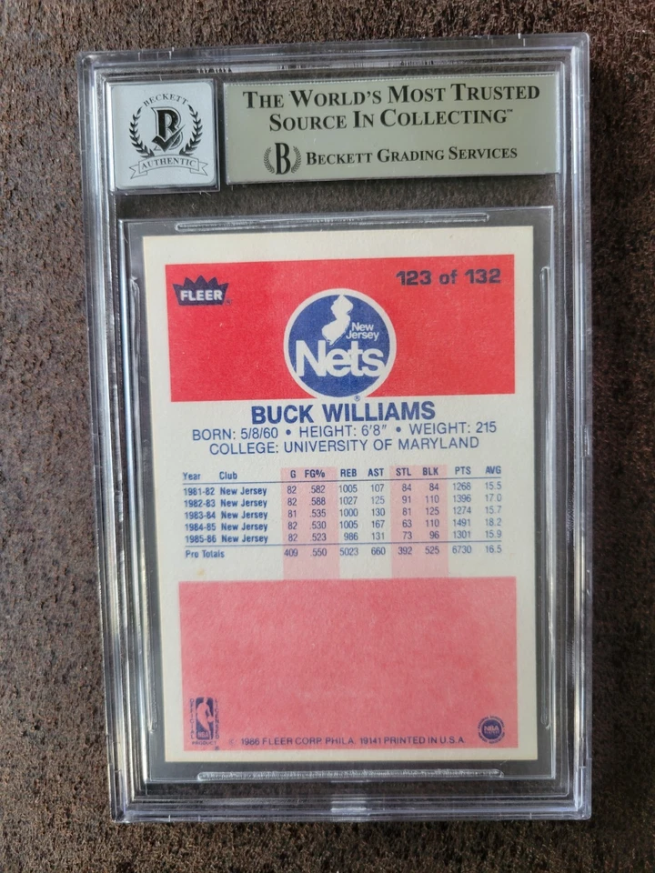 Fleer Buck Williams #123 1986-87 - Autógrafo Beckett 10 - New Jersey Nets Foto 4 de 4